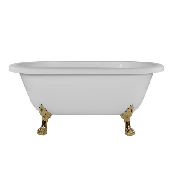 Juniper 66 Inch Acrylic Double Ended Clawfoot Tub - No Faucet Drillings - Lion Paw Feet