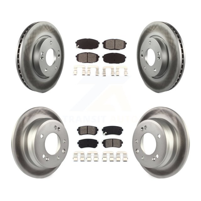 Transit Auto Front Rear Coated Disc Brake Rotors and Semi-Metallic Pads Kit for Car Hyundai Elantra KGS-100816