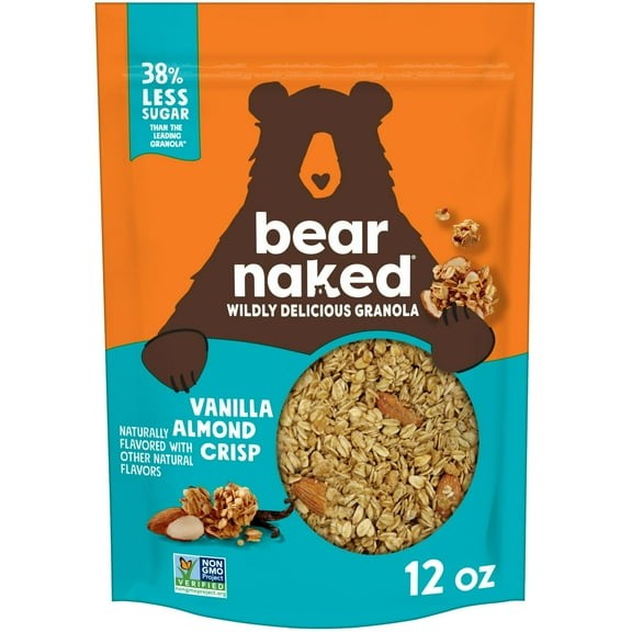 Bear Naked Granola Cereal, Whole Grain Granola, Breakfast Snacks, Vanilla Almond Crisp, 12oz Bag (1 Bag) pack of 2
