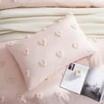thumbnail image 5 of JOLUSERE Pink Tufted Heart Dot Duvet Cover King Set, 3 Pieces Ultra Soft Jacquard Embroidery Shabby Chic Bedding Set for All Season, 5 of 15