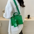 thumbnail image 3 of Nueva moda retro simple cuero artificial pequeño bolso cuadrado de dos piezas bolso de hombro tipo bandolera para mujer, 3 of 5