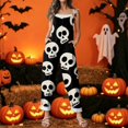 thumbnail image 5 of EANJE Halloween Formal Jumpsuits for Women Gothic Skull Floral Print Womens Overalls Sleeveless Wide Leg Jumpsuit Loose Straps Romper Trendy Bib Overalls Winter Clothing Dark Gray 3XL, 5 of 6