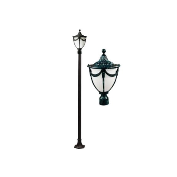 Dabmar Lighting GM4801-L6-RGBW-VG 86V-265V E26 LED 6W RGBW Cast Aluminium 1 Post Top Light Fixture Pole Plus Base, Verde Green