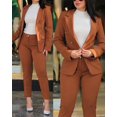 thumbnail image 1 of Nuevo 2024 conjuntos de pantalones formales de oficina para mujer, 2 uds., Blazers lisos con doble botonadura, chaqueta y pantalones, conjunto de dos piezas, trajes de pantalón femenino, 1 of 5