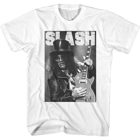 Slash Guns N Roses Gray Scale White Adult T-Shirt
