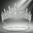thumbnail image 5 of DESIGNICE Crown Wedding Party Tiara Birthday Crown Eco Electroplated Alloy Sparkling Crystals Princess Crown 5.9x2.75in,Silver,White, 5 of 7