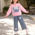 thumbnail image 6 of DJDLJWCJ 2 Piece Girls Casual Outfit Sets Bow Print Long Sleeve Crewneck Sweatshirt with Elastic Waist Wide Leg Pants Set Pink Size 6M, 6 of 7