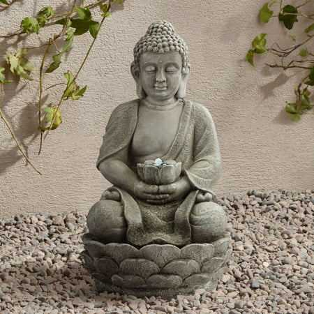 Budha Fountain John Timberland Asian Zen Buddha Outdoor Water Fountain with Light LED 22