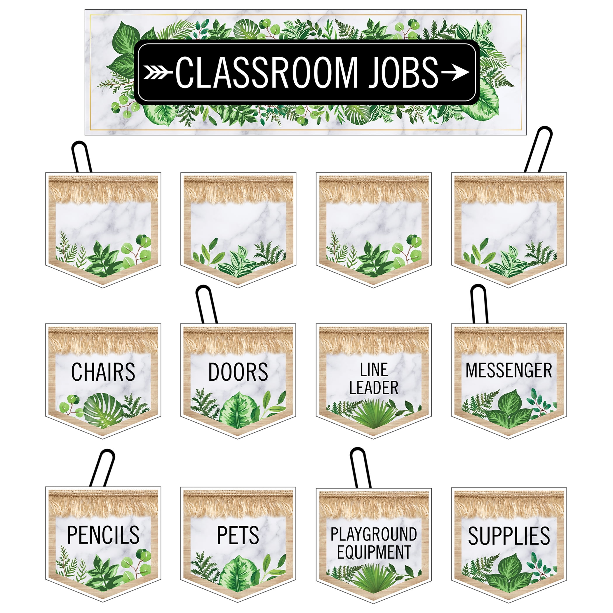 Schoolgirl Style Simply Boho Classroom Jobs Mini Bulletin Board Set, 46 Pieces