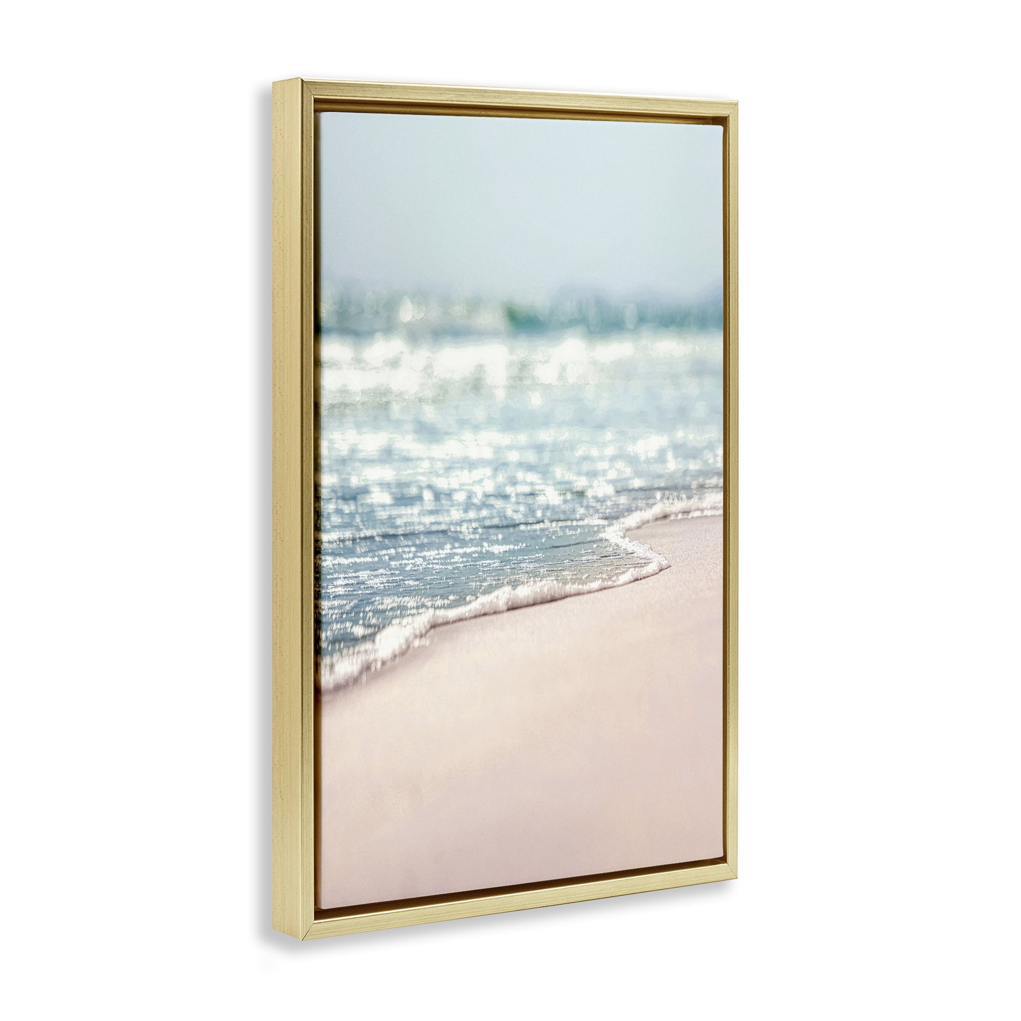 Stupell Industries California Summer Waves Nautical & Beach Photography Gold Floater Framed Canvas Art Print Wall Art, 17 x 25