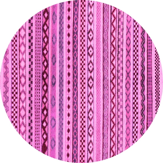 Ahgly Company Indoor Round Abstract Pink Modern Area Rugs, 6' Round