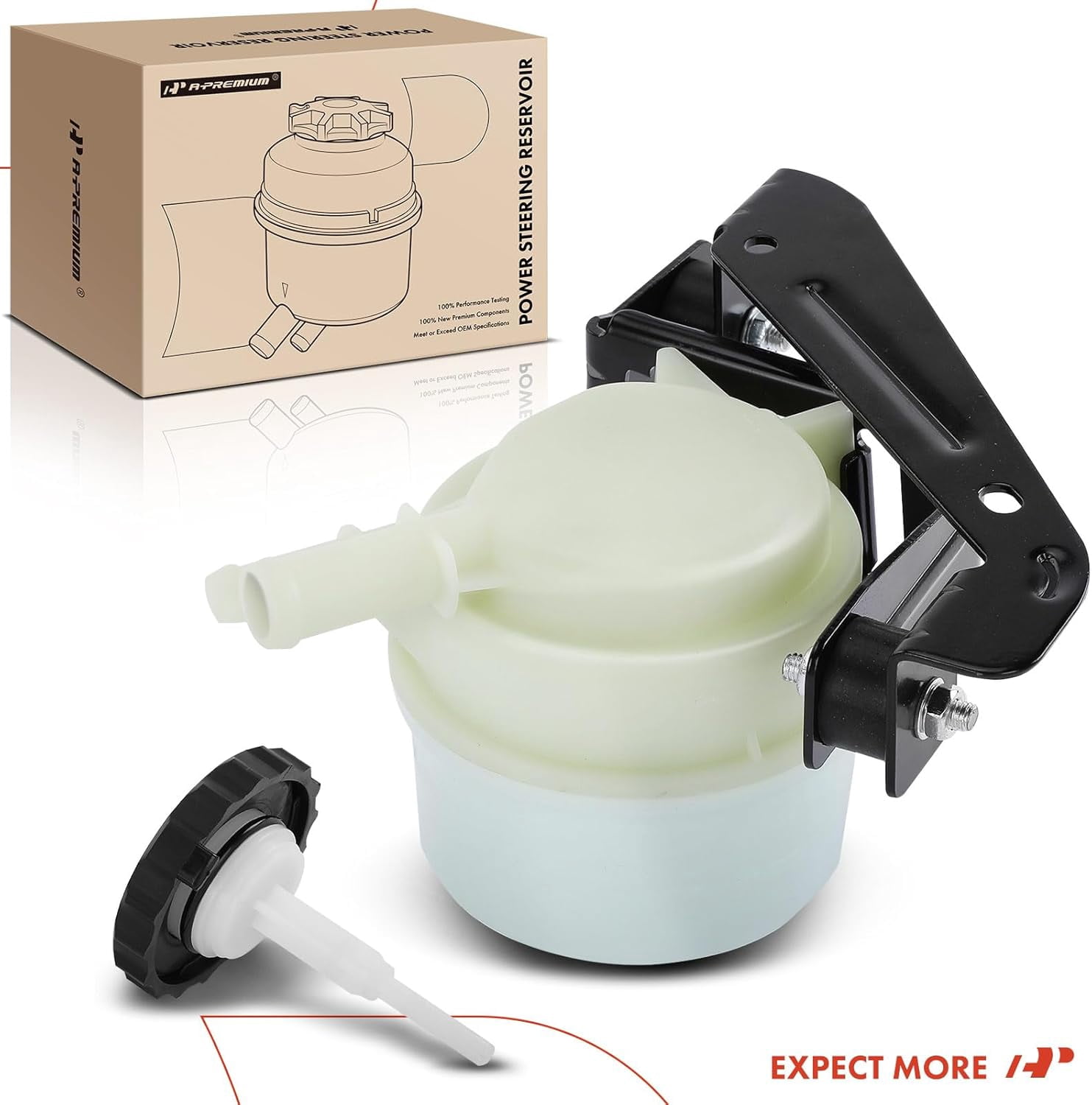 A-Premium Power Steering Reservoir/Tank with Cap & Bracket Compatible with Toyota Tundra 2000-2006, Sequoia 2001-2007, V8 4.7L
