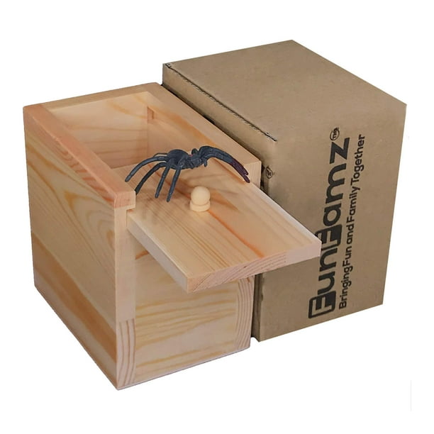 FunFamz The Original Spider Prank Box - Boîte en bois amusante