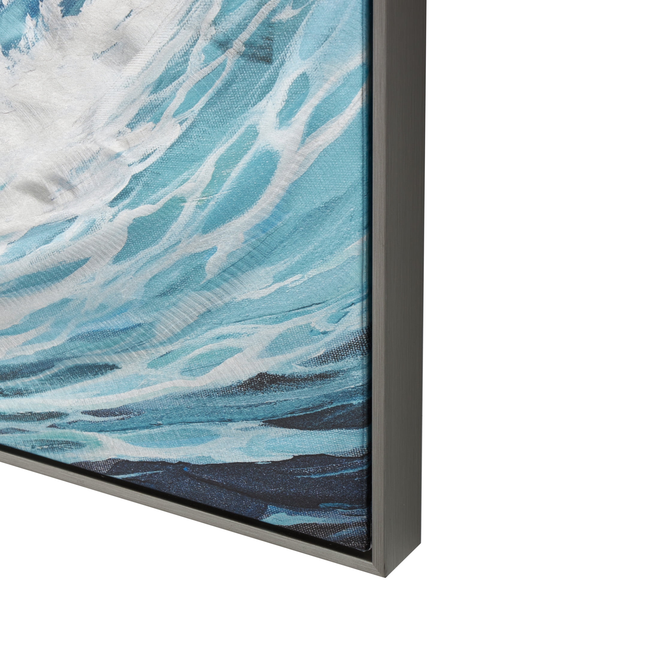 40" x 40" Wave Nautical Framed Wall Art with Silver Frame and White Accents, by DecMode