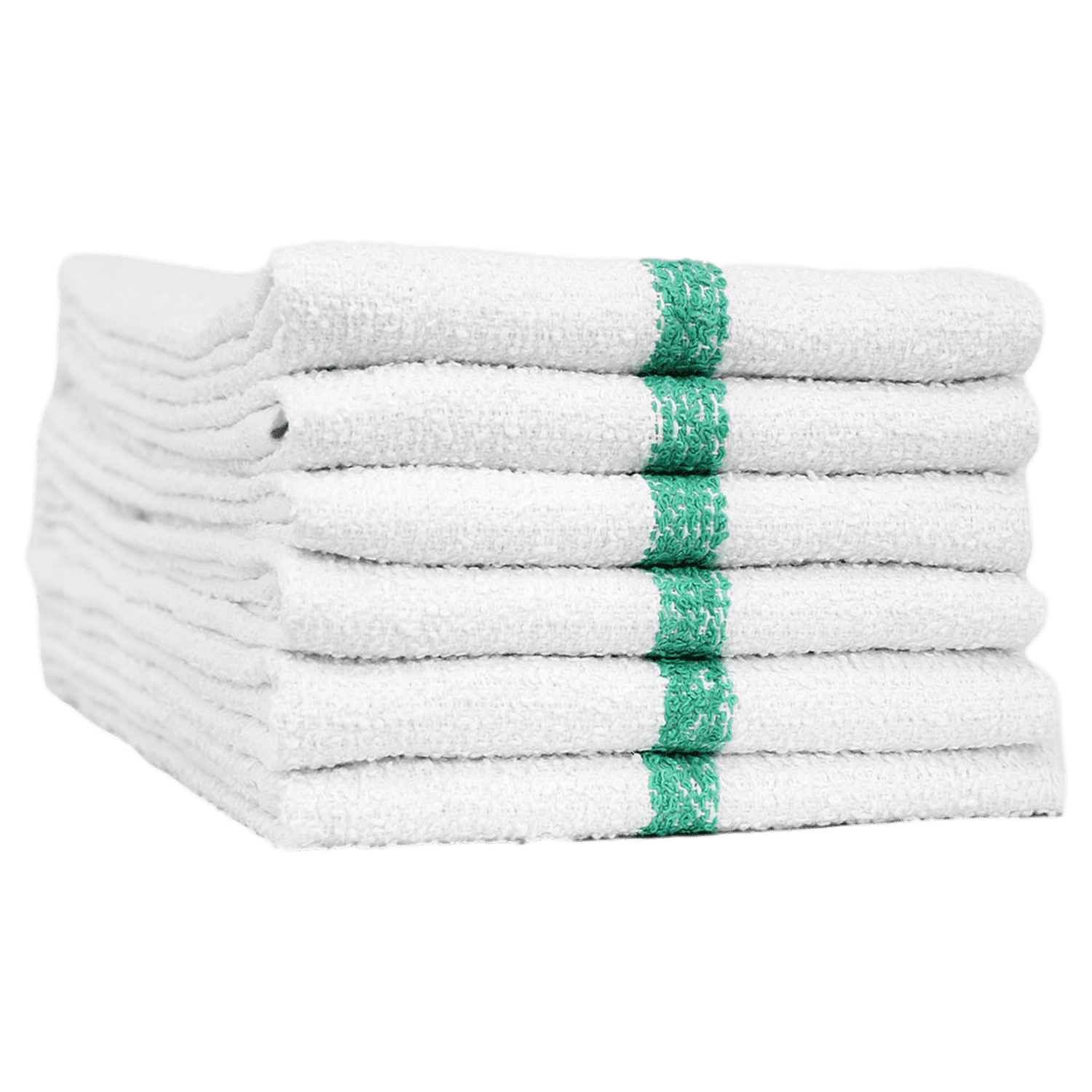 Cotton Hand Towels 16x27 in Green Stripe, Lightweight, Kitchen Restaurant Bar Mop Gym (60)