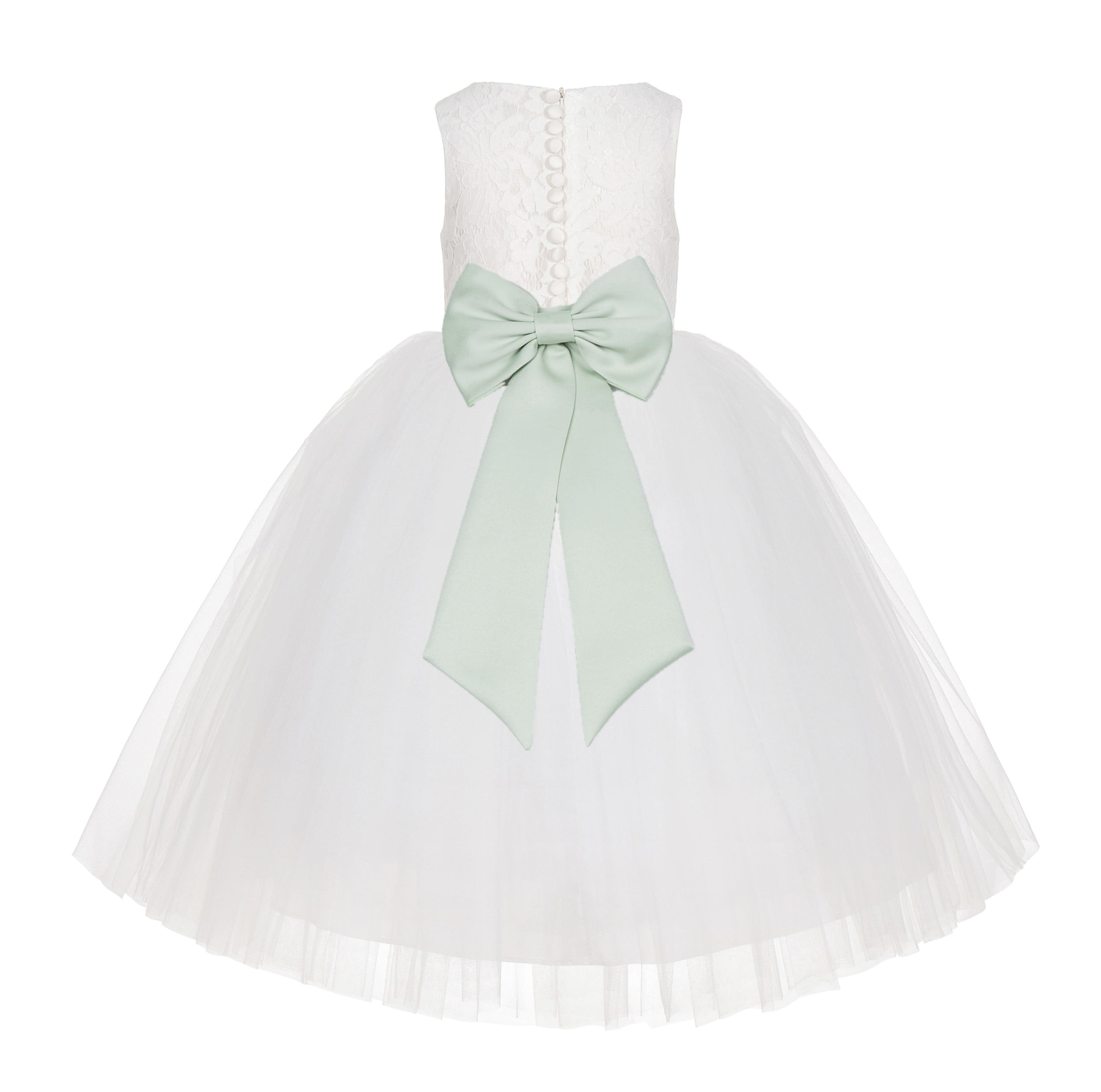 Ivory Floral Lace Flower Girl Dress Special Occasions Wedding Gown LG7