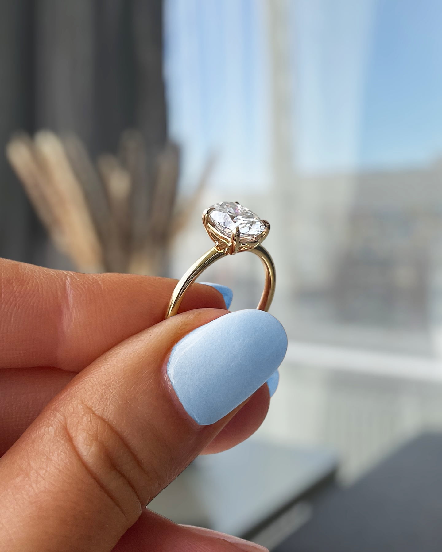ESTE ORIGIN 2ct Oval Moissanite Diamond Engagement Ring in 10K White Gold Wedding Ring for Women 9.5.