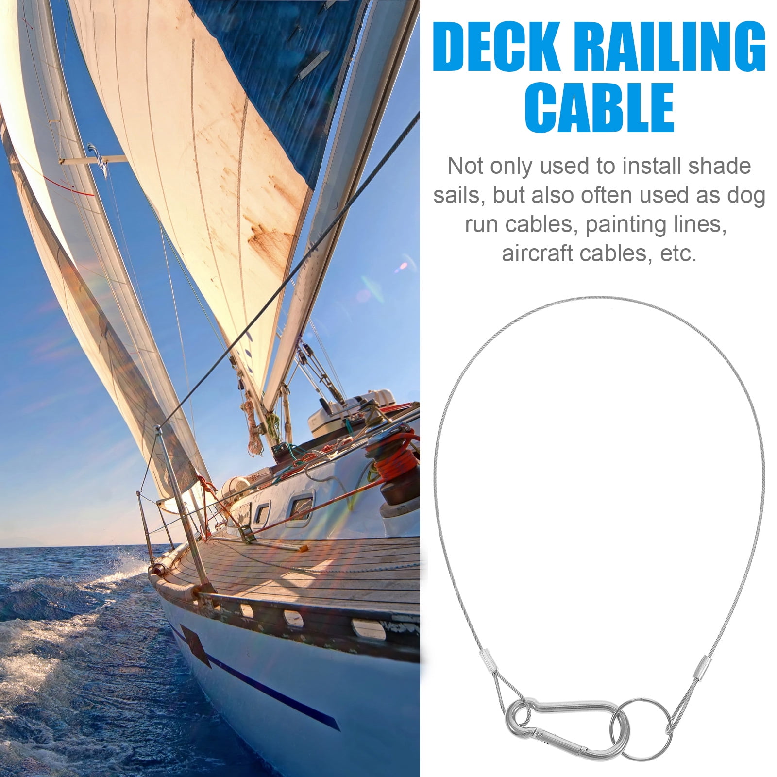 Safety Tether Cables Mobestech 6-Pack Stainless Steel - 35cm Dog Run &  Utility Ropes Outdoor Dog Run Cables