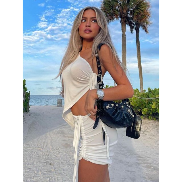 Jacqueline 2022 vestido con cordón conjuntos de verano conjuntos de mujer Sexy Top corto de un hombro y minifaldas conjuntos Co-Ord Club Party Tan Jianjun unisex