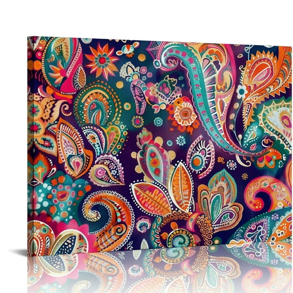 FCXZI Paisley Pattern Print On Canvas Wall Art Decor for Bedroom Kitchen Ready To Hang Home Room Decoration 16x12in