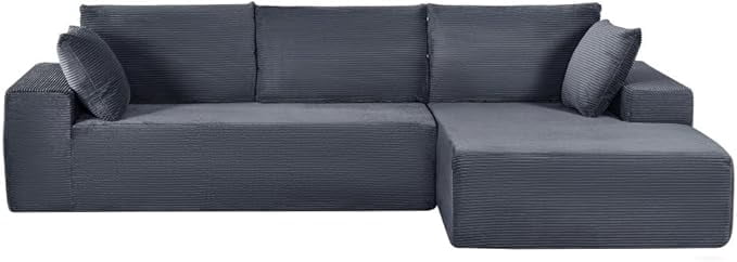 Corduroy upholstery 2 piece L shape high density foam sectional