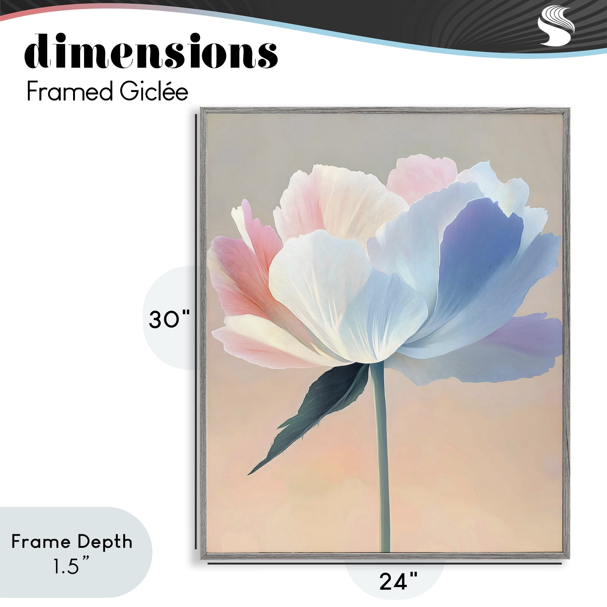 Stupell Industries Pink & Blue Flower Serenity Gray Framed Giclee Art, design by The Prints Vibe