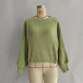 thumbnail image 5 of Women's Fashion Casual Round Neck Pullover Solid Color Long-sleeve Sweater Top for Everyday Style, Comfortable and Chic Top for Women,Light Green,S, 5 of 8