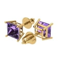 thumbnail image 2 of Clara Pucci 3Ct Alexandrite Princess Cut VVS1 Screw Back Stud 18k Solid hypoallergenic Gold Designer Earrings For June, 2 of 7
