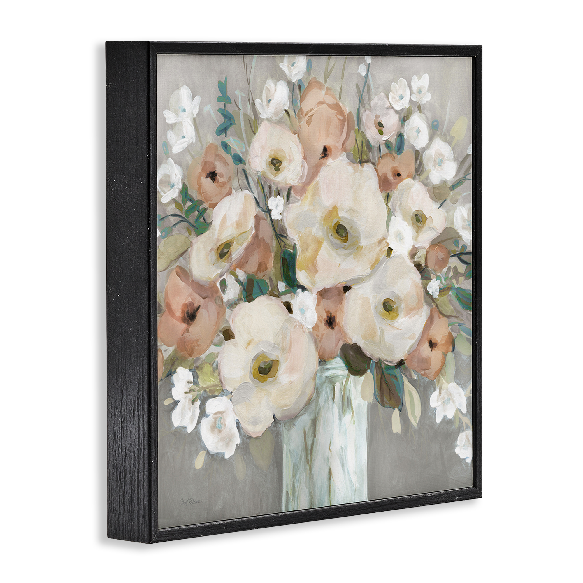 Stupell Industries Bouquet of Pastels Botanical & Floral Painting Black Framed Art Print Wall Art, 24 x 24