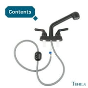 Utility Sink Dual-Handle Universal ABS Plastic Pull-Out Faucet in Black