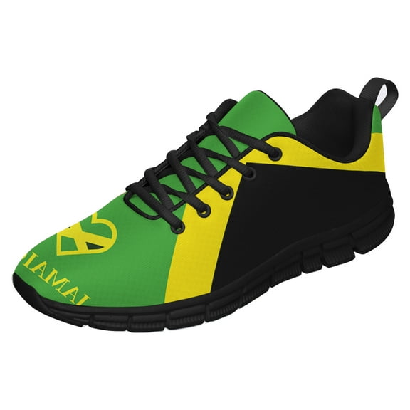 Men Women Jamaican Shoes Unisex Adult Running Shoes Breathable Casual Sport Tennis Sneakers Black Size 3.5