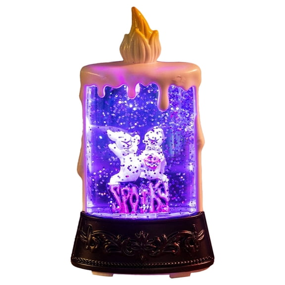 BNNG Halloween Snow Globe Candles, Auto LED Flickering Halloween Spinning Water Glittering Tornado Flameless Candles Lighted Lamp, Battery Operated Table Centerpiece for Halloween Party Decor