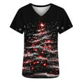 thumbnail image 5 of VKOYWKM Christmas Scrubs for Women V-Neck Short Sleeve Christmas Tree Print Scrubs Nurse Gifts Comfy Scrub Tops with Pockets, 5 of 5
