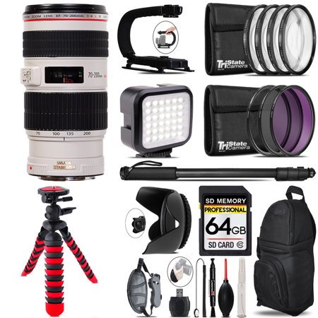 Canon RF 70-200mm f/4 L IS USM Lens - Video Kit + Pro Flash - 64GB Accessory Bundle