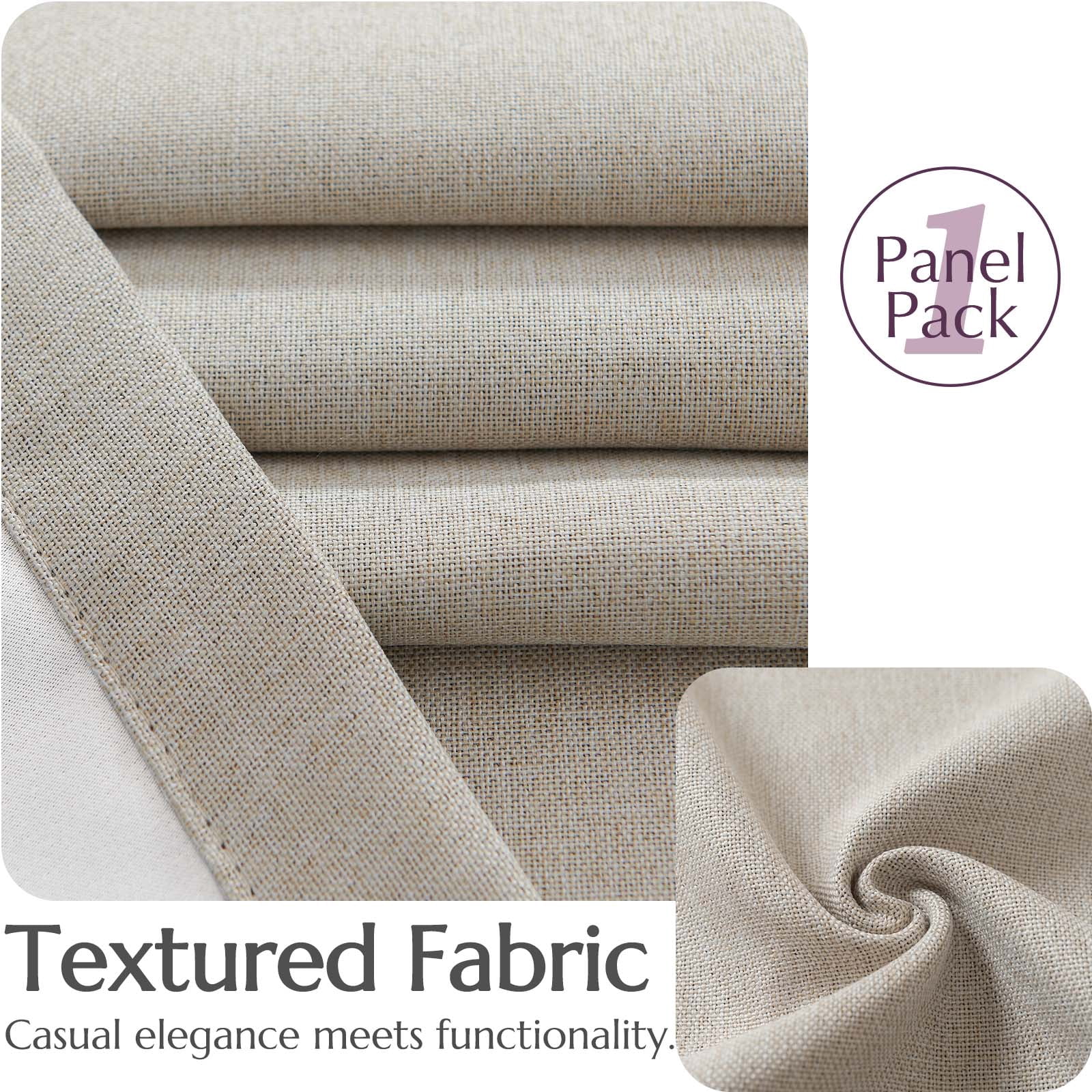 Curtainking Linen Textured Curtain W100 x L96 for Living Room Bedroom Grommet 1 Panel Light Greyish Biege