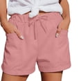 thumbnail image 2 of Afdoent Shorts For Women Straight Leg Fashion Casual Shorts With Pockets Elastic Waist Sports Loose Summer Vacation Outfit, 2 of 7