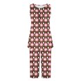 thumbnail image 3 of Mujeres Tops de Verano Impreso Casual sin Mangas Cuello Redondo, Pantalones Recortados para Uso Casual Y de Fiesta, 3 of 7