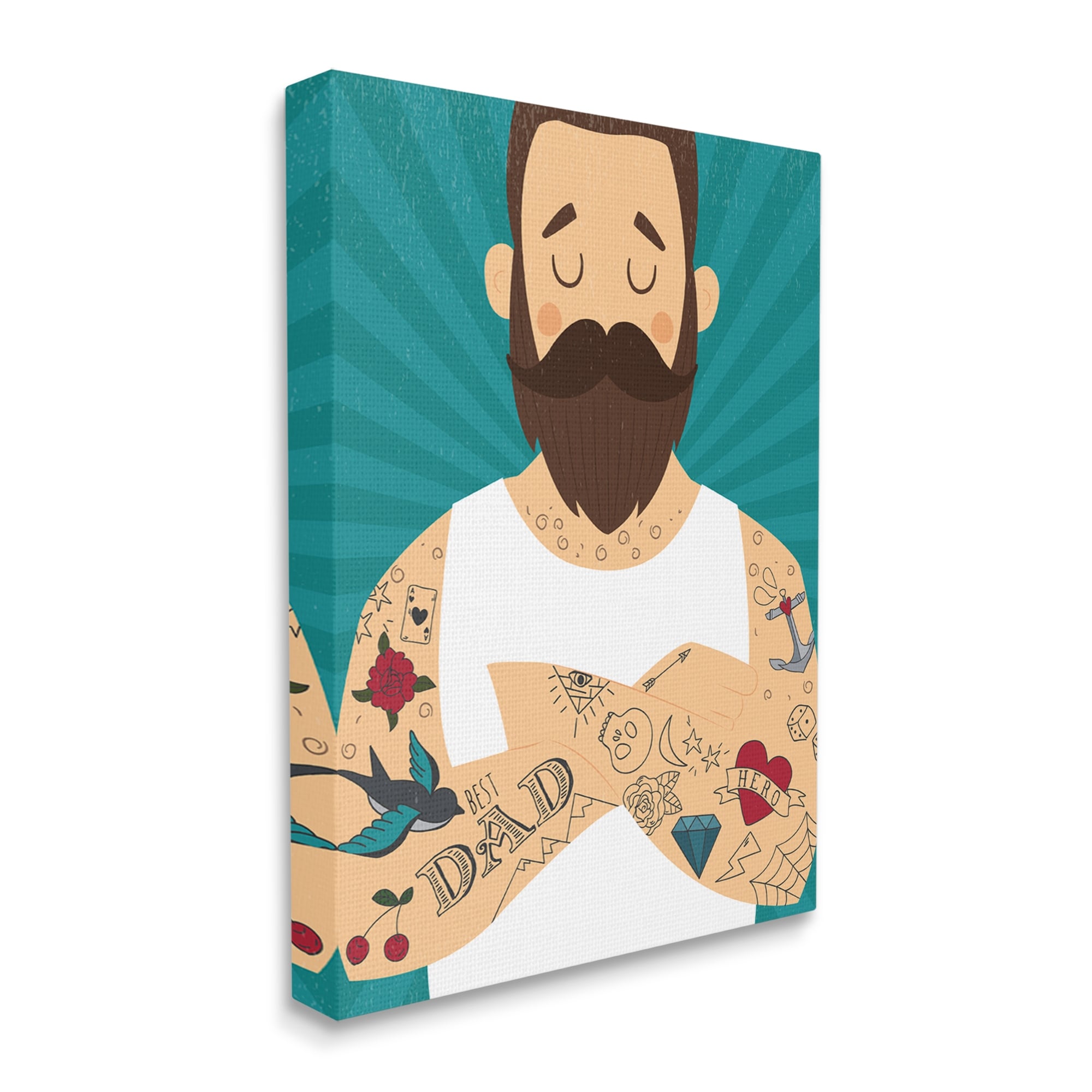 Stupell Industries Best Dad Father's Day Tattoos Holiday Painting Gallery Wrapped Canvas Print Wall Art