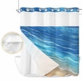 thumbnail image 2 of Blue Ombre Coastal No Hook Shower Curtain Waterproof,Bathroom Curtains with Snap in Liners and See Through Top Window,Summer Nautical Beach Ocean Seaside Hotel Style Bathtub Curtains Shower 72"Wx78"L, 2 of 8