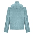 thumbnail image 5 of Blmnix Ladies Trendy Off The Shoulder Sweaters Long Sleeve Green Turtleneck Fall Clothing, 5 of 6
