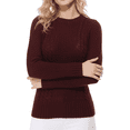 thumbnail image 3 of Yemak Women's Round Neck Long Sleeve Cable Knitted Sweater Pullover MK3312-BUR-S-BD, 3 of 4