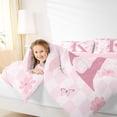 thumbnail image 4 of Erosebridal Pink Cute Coquette Bowknot 7pcs Bedding Comforter Set,First Letter K Queen Bedding Sets For Girly,Reversible pink, 4 of 7
