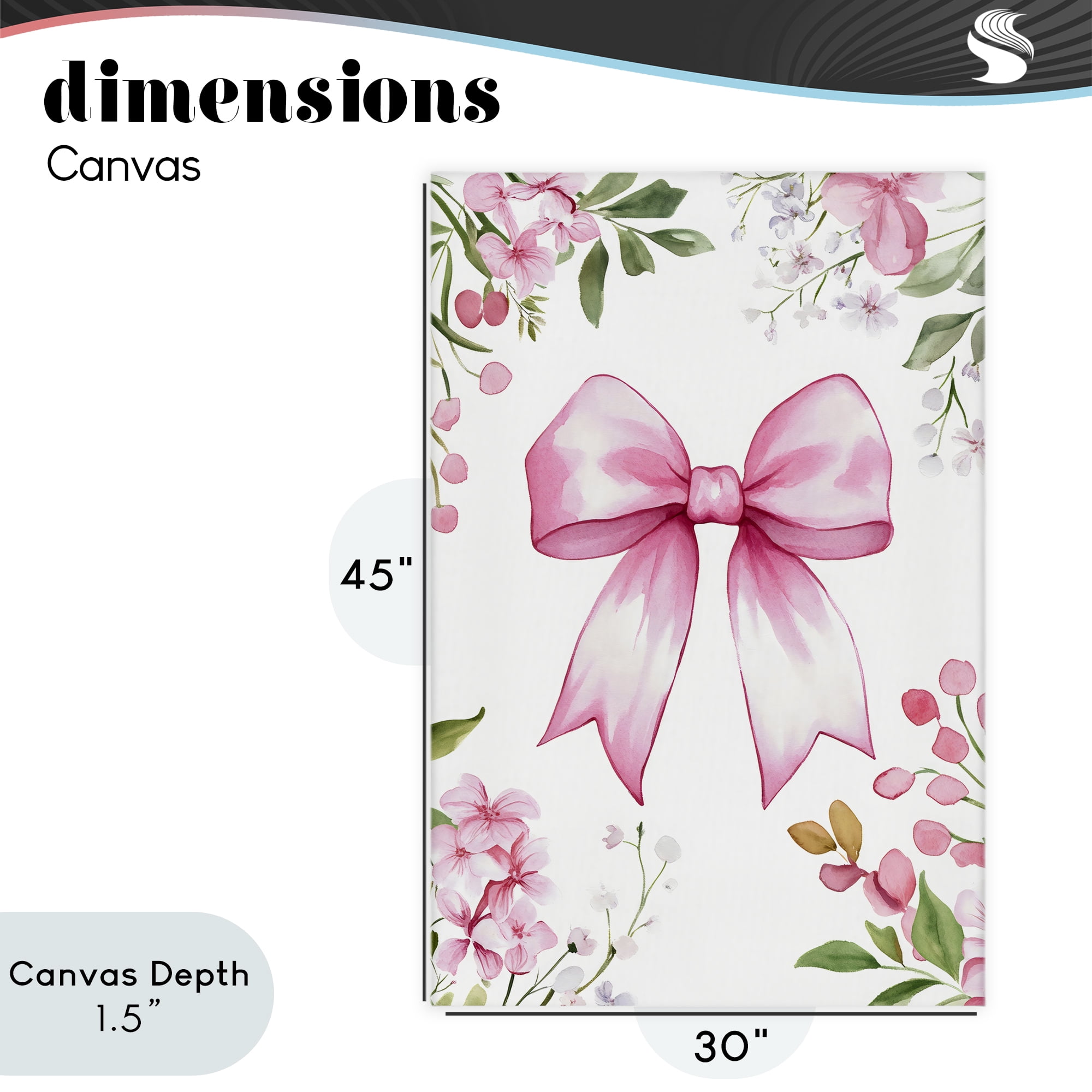 Stupell Industries Whimsical Floral Bow Pink Canvas Wall Art, design by Creative Studio