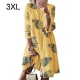 thumbnail image 1 of Xingzhi Robe Femme Vintage Imprimée Robe Manches 3/4 Col Rond Tissu, Feuille Jaune, 3TG, 1 of 5