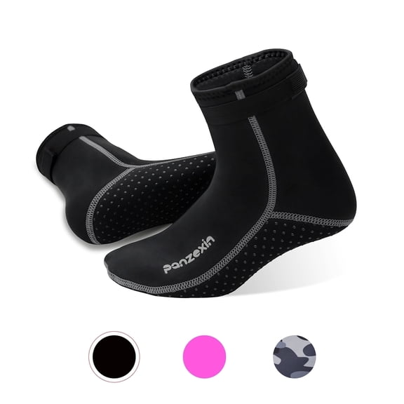Panzexin 3mm Neoprene Diving Socks, Snorkeling Beach Socks with Sand-Proof Sole, Comfort Fit for Fins & Water Sports