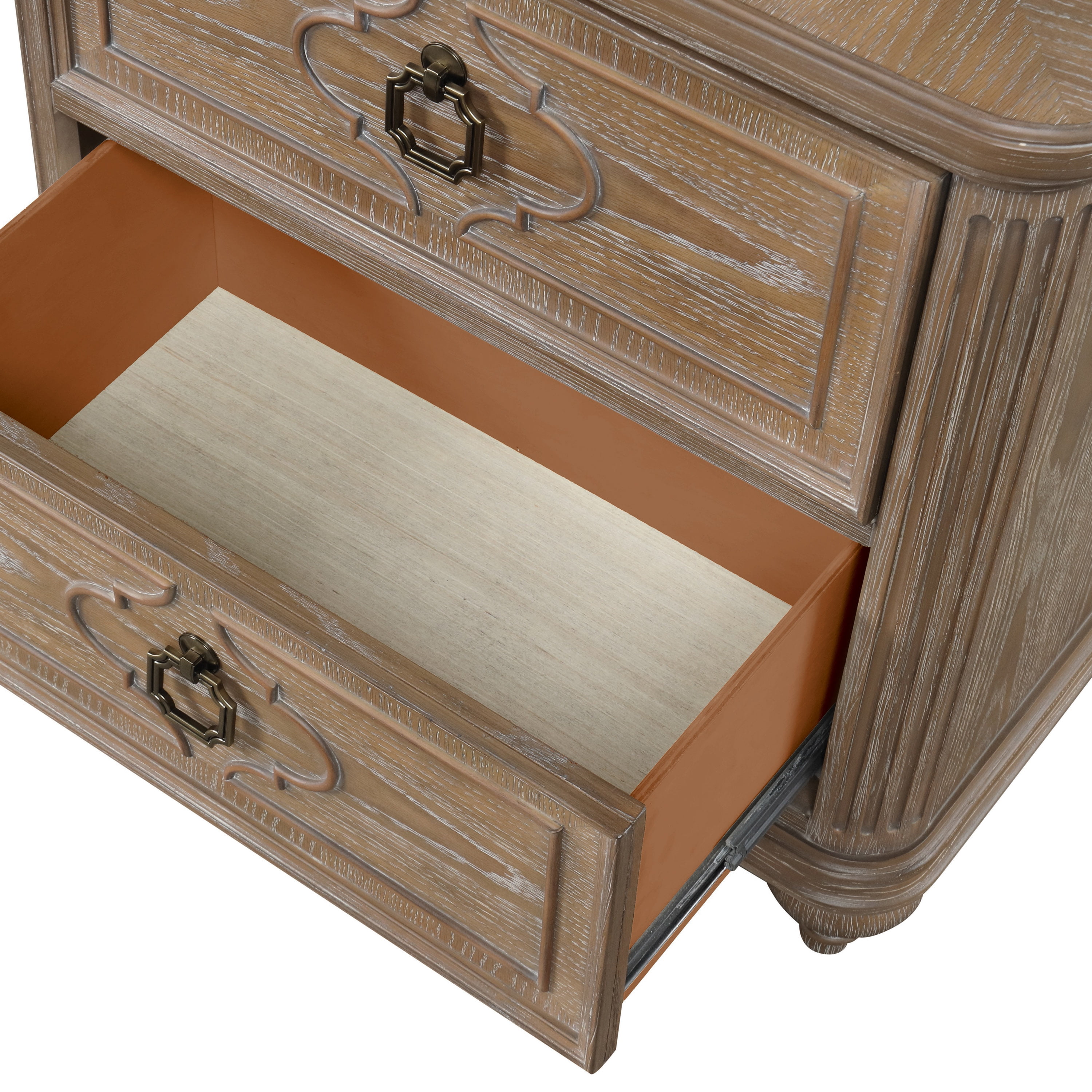 Furniture of America Jares Adult Transitional 2-Drawer Nightstand with USB Port, Rustic Oak
