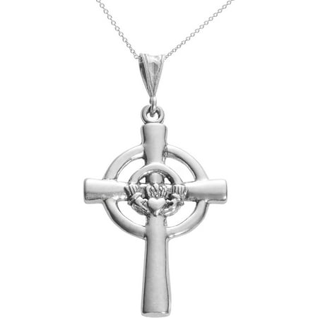 Brinley Co. Women's Sterling Silver Celtic Claddagh Cross Pendant Fashion Necklace