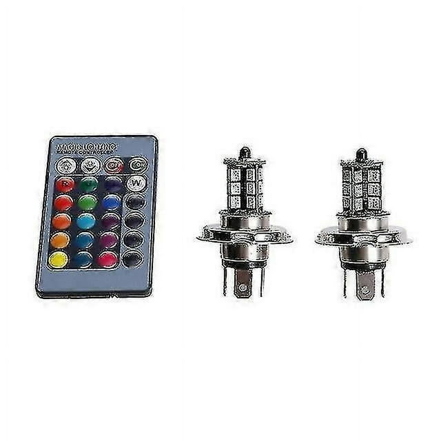 2 Pcs 9006 H4 Hb4 H7 H8 H9 H11 Universal Auto Rgb Atmosphere Lamp 5050 Led Lights Car Products Accessories With Remote Control