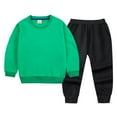 thumbnail image 2 of UAYOTSE Toddler Baby Boy Girl Clothes Winter Solid Color Long Sleeve Pullover Sweatshirt Pants 2Pcs Fall Outfits Set(12-18 Months,B296-Green), 2 of 7