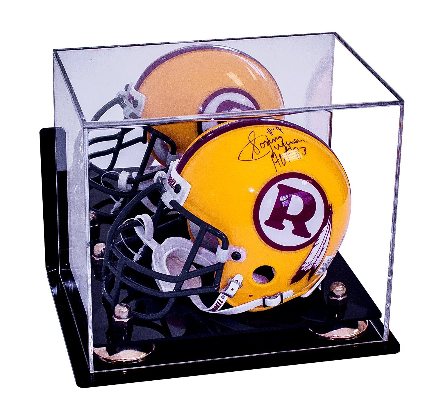 MINI-Miniature Football Helmet Clear Display Case with Silver Risers A003-SR 